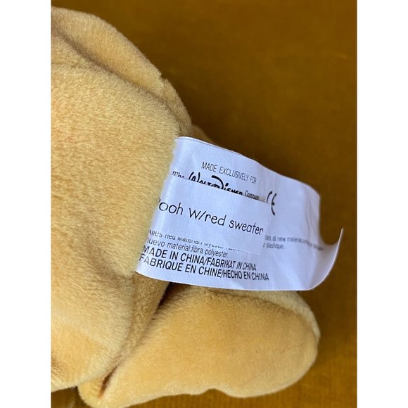 DISNEY POOH with RED Knit SWEATER and White Heart - Mini Bean Bag 8" - NWT - Picture 5 of 8